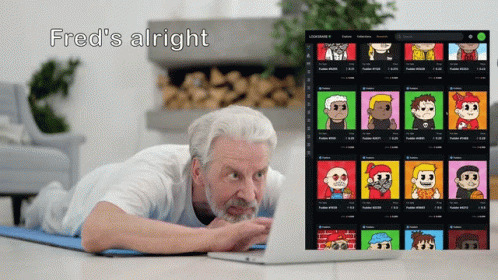 Older Man On Yoga Mat With Laptop Fred's Alright GIF