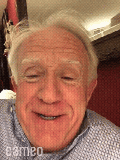 Older Man Smiling With Cameo GIF