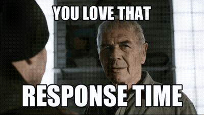 Older Man Talking To Younger Man Saying You Love That Response Time GIF