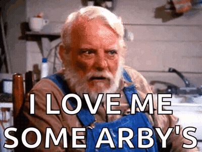 Older Man With Beard Says I Love Me Some Arby's GIF