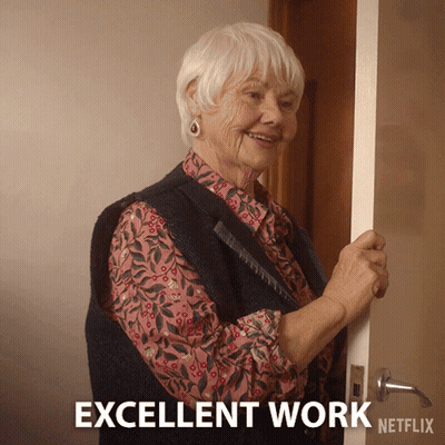 Older Woman At Door With Excellent Work Netflix GIF