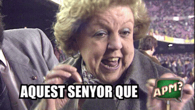 Older Woman Holding Sign Saying APM GIF