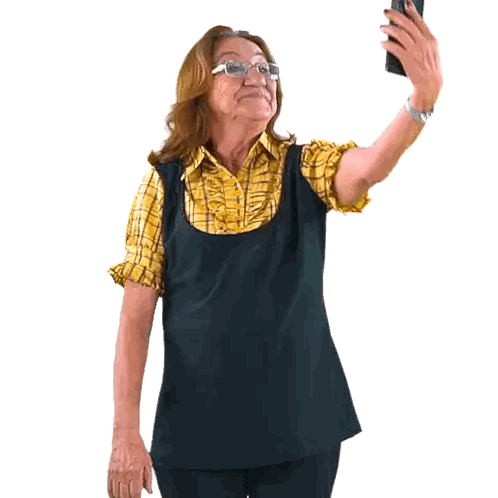 Older Woman Taking Selfie Sticker