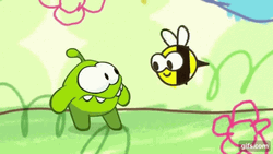 Om Nom Catching Bee Sting GIF
