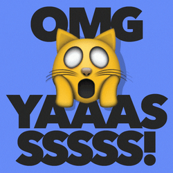 OMG Yasssss Shocked Kitty Flashing Rainbow Background GIF