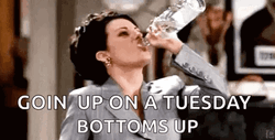 On A Tuesday Megan Mullally Vodka Bottoms Up GIF