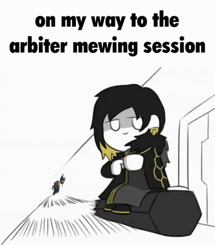 On My Way To The Arbiter Mewing Session Cartoon Of A Person GIF