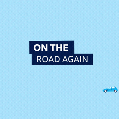 On The Road Again Blue Car GIF