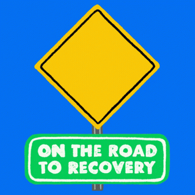 On The Road To Recovery Sign With Snake GIF