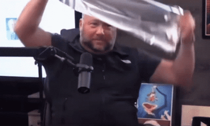 On The Spot Wearig Tin Hat GIF