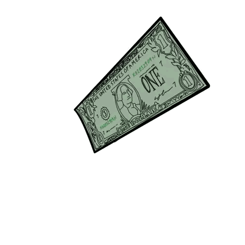 One Dollar Bill Thrown By Hand Sticker