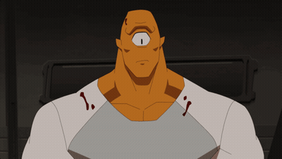 One-Eyed Cartoon Character Holding Knife GIF