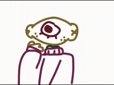 One-Eyed Person In Purple Shirt GIF