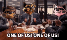 One Of Us Smiling Raccoons Meme GIF