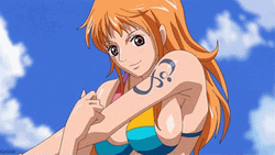 One Piece Nami Stretching GIF