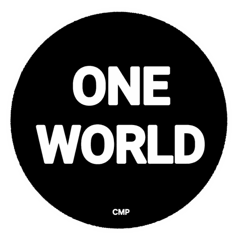 One World Black Circle Sticker