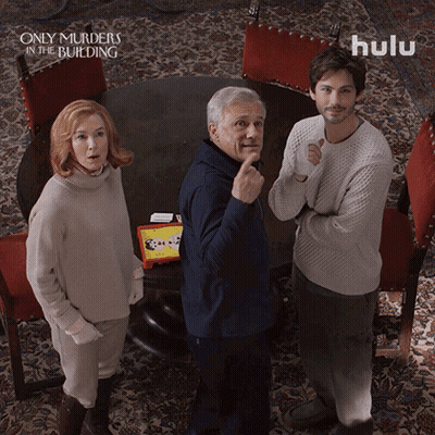 Only Murders In The Building Ad With Three People GIF