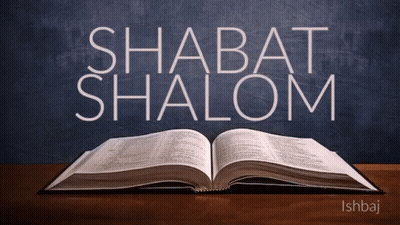 Open Bible With Shabat Shalom Above GIF