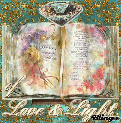 Open Book With Diamond Love And Light GIF