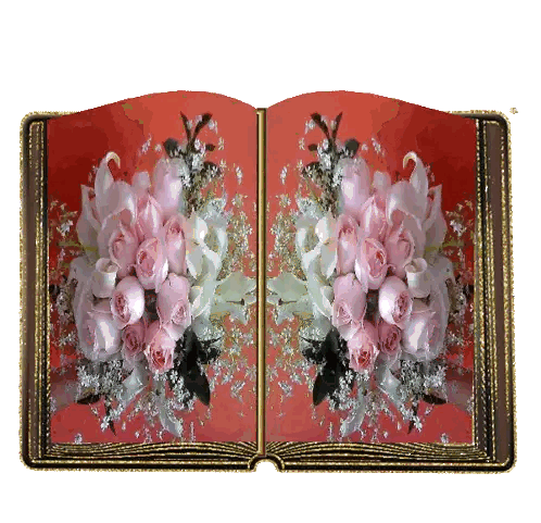 Open Book With Pink Roses And White Flowers Sticker