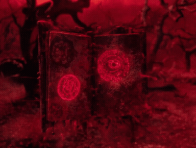 Open Book With Red Glowing Circle GIF