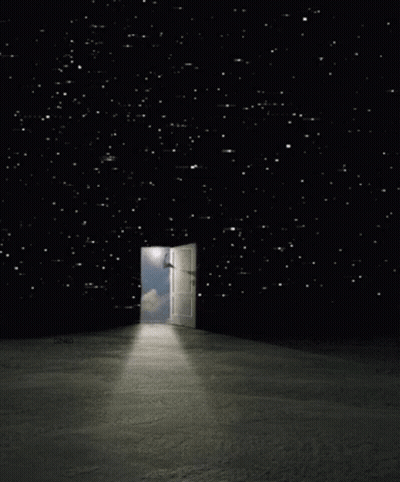 Open Door To Night Sky With Stars GIF