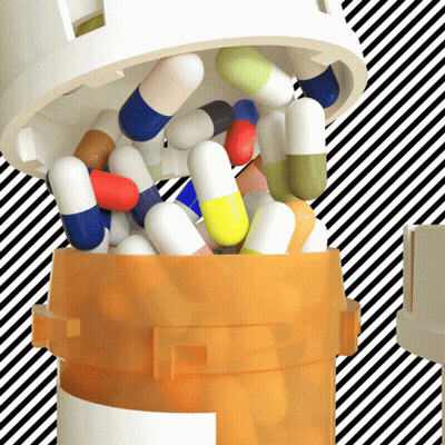 Open Pill Bottle Spilling Pills GIF