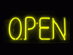 Open Sign Changing Colors GIF