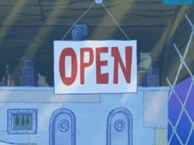 Open Sign Hanging From Rope GIF