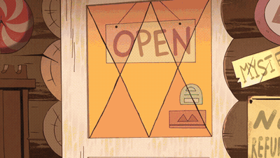 Open Sign Hanging On Wall GIF