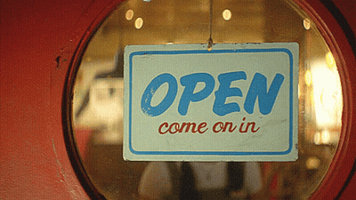 Open Sign In Round Window GIF