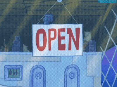 Open Sign On Ceiling GIF