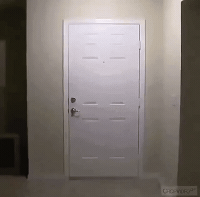 Open White Door Hallway Cropvideo Logo GIF