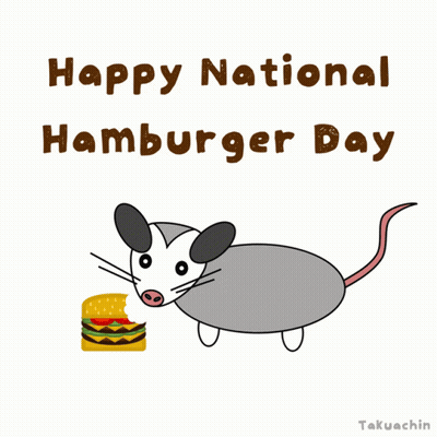 Opossum Eating Hamburger Happy National Hamburger Day GIF