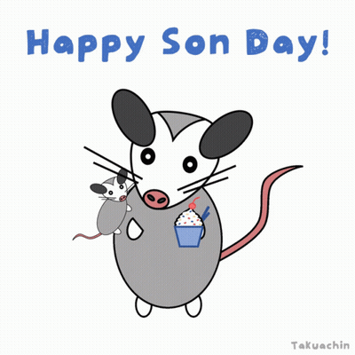 Opossum Holding Cat And Ice Cream Saying Happy Son Day GIF