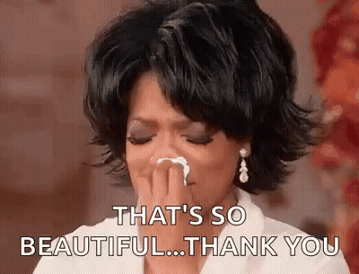Oprah Winfrey Crying And Blowing Nose With Napkin GIF