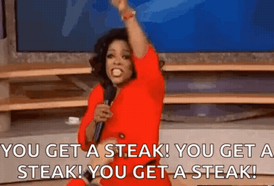 Oprah Winfrey Holding Microphone Saying You Get A Steak GIF