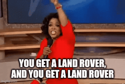 Oprah Winfrey Is Holding A Microphone And Saying You Get A Land Rover , And You Get A Land Rover GIF
