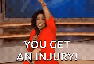 Oprah Winfrey Is Holding A Microphone And Saying `` You Get An Injury '' . GIF