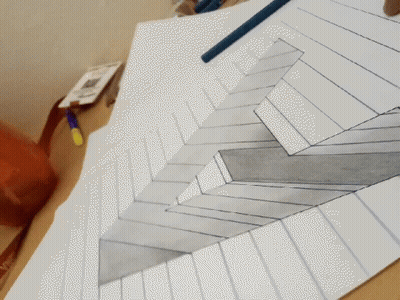 Optical Illusion Staircase Drawing GIF