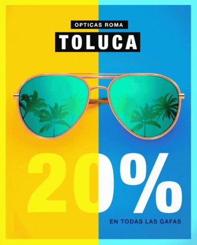 Opticas Roma Toluca Sunglasses Yellow Blue GIF