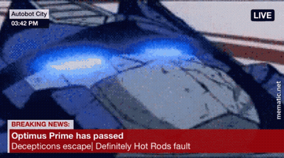 Optimus Prime Has Passed Decepticons Escape Hot Rods Fault Breaking News GIF
