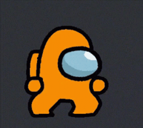 Orange Among Us Character With Blue Head GIF