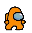 Orange Among Us Character With Circle Sticker