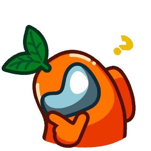 Orange Among Us Character With Green Leaf Sticker