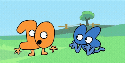 Orange And Blue Cartoon Characters In Field GIF