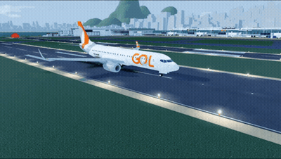 Orange And White Gol Airplane Taking Off From Runway GIF