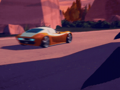 Orange And White Sports Car Driving Down Road GIF