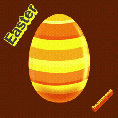 Orange And Yellow Striped Easter Egg With Word Easter GIF