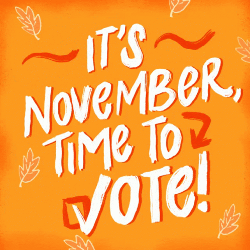 Orange Background With White Text Its November Time To Vote GIF